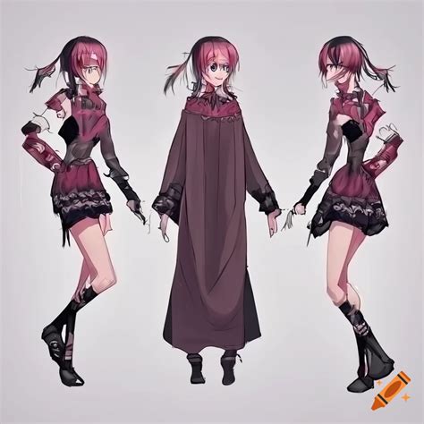 Various outfit designs for girl anime characters. detailed full body ...