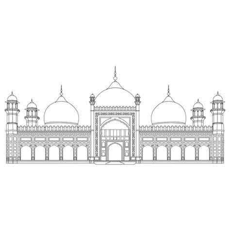 Badshahi mosque lahore pakistan beautiful illustration. 15511693 Vector Art at Vecteezy