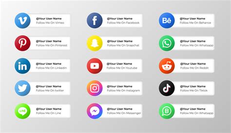 Social media icons gradient style with username 15065619 Vector Art at ...