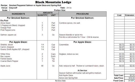 Excel Recipe Template For Chefs – Chefs Resources Regarding Restaurant Recipe Card Template ...