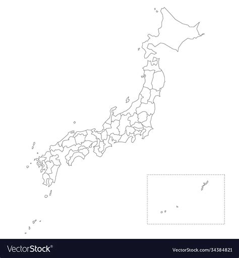 Japan prefectures map Royalty Free Vector Image