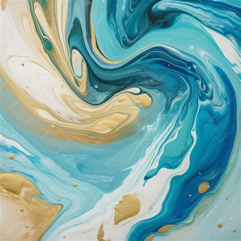 Premium AI Image | A close up of a painting of a blue and gold swirl generative ai