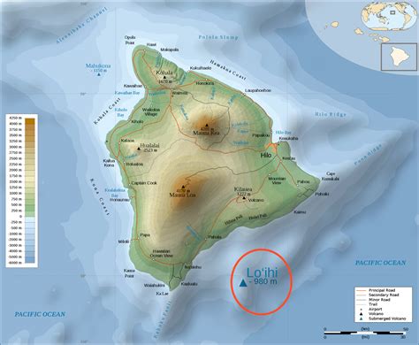 Large detailed physical map of Big Island of Hawaii with roads ...