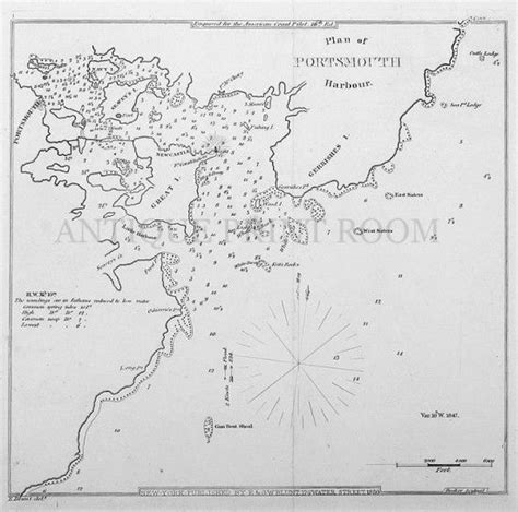 Plan of Portsmouth Harbour. - Antique Print Map Room | Portsmouth harbour, Map, Map print