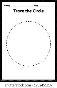 Trace Circle Worksheet Preschoolers Kindergarten Kids Stock Illustration 1932463778 | Shutterstock