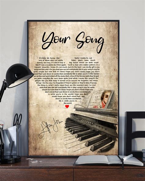 Elton John Your Song Lyrics Poster Rock Music Song Poster | Etsy