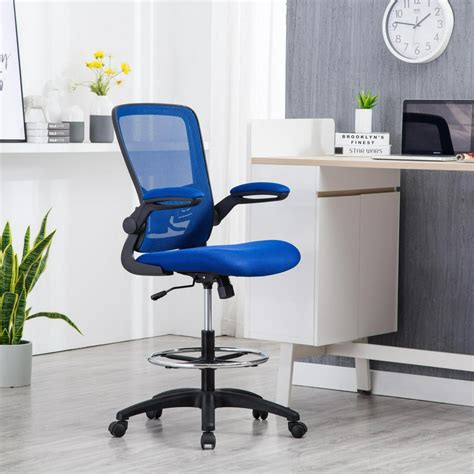 Serena Mesh Drafting Chair, Tall Office Chair for Standing Desk by Naomi Home-Base Color:Black ...