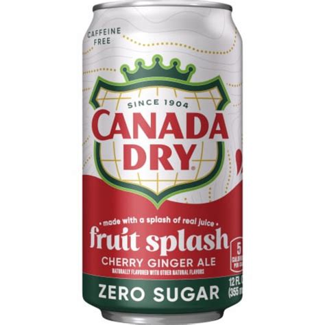 Canada Dry Fruit Splash Cherry Ginger Ale Zero Sugar Soda Cans, 12 pk ...