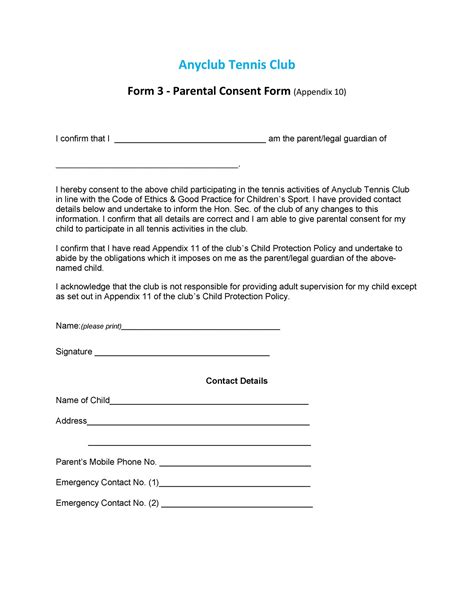 Printable Parent Consent Forms - Printable Forms Free Online