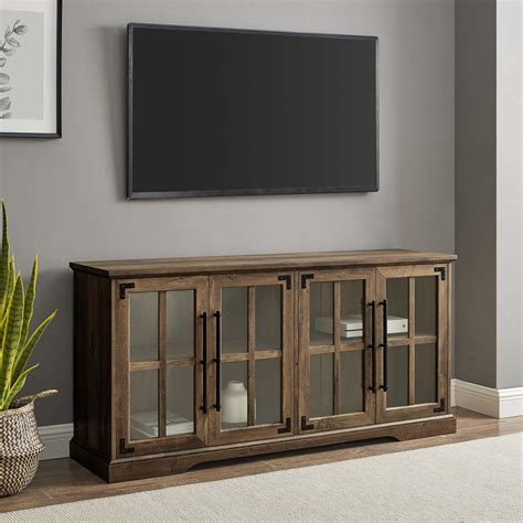 Walker Edison Farmhouse Barn Glass Door Wood Universal TV Stand for TV ...