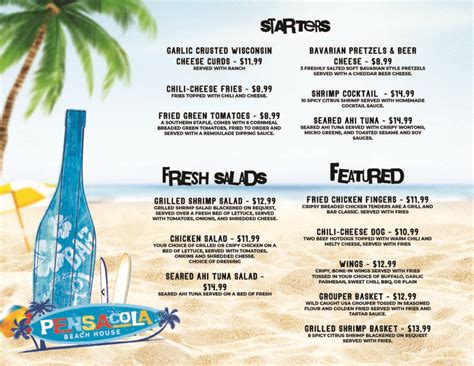 Beach House Menus – Fly Pensacola