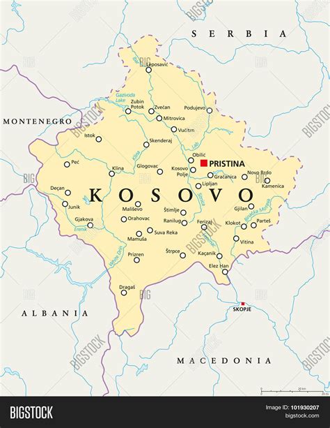 Kosovo Political Map Vector & Photo (Free Trial) | Bigstock