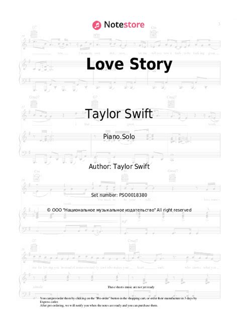 Taylor Swift - Love Story sheet music for piano download | Piano.Solo SKU PSO0018380 at