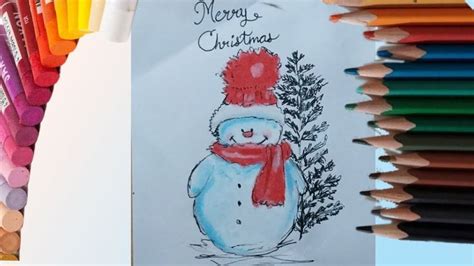 How to draw snow man by using only 4 colours 🥳🥳#snowman #snowmandrawing ...