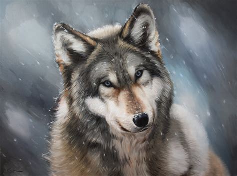 Wild Wolf, Wild Wolf Painting, Wolf on Canvas, Winter Wolf, Original Wolf Oil Painting, Oil Wolf ...