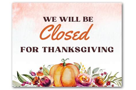 Free Printable Closed for Thanksgiving Signs (7 Templates) - The ...