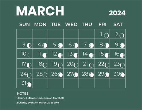 March 2024 Calendar With Moon Phases in EPS, Illustrator, JPG, Word ...