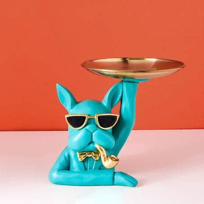 Sunglasses Dog Sculpture Desk Organizer Tray for Entryway-Homary