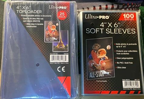 Ultra Pro 4" x 6" Soft Sleeves (100) Ultra Clear NEW & (25) 4" x 6" Toploaders | eBay