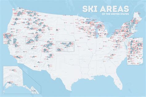 US Ski Resorts Map 24x36 Poster | Etsy