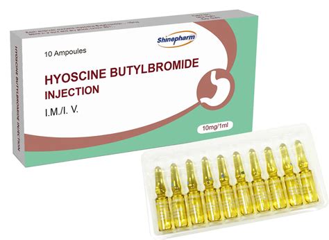 Gastrointestinal Drug Hyoscine Butylbromide Injection 10mg/1ml Shinepharm - China Hyoscine ...