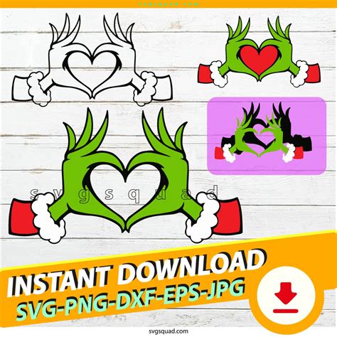 Grinch Heart Hand SVG PNG, Grinch Love Svg Dr Seues Christmas