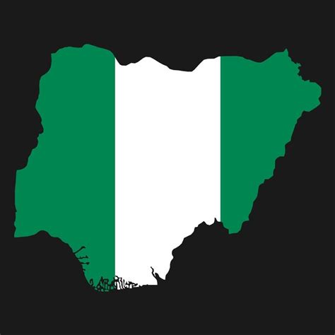 Nigeria map silhouette with flag on black background 3330823 Vector Art ...