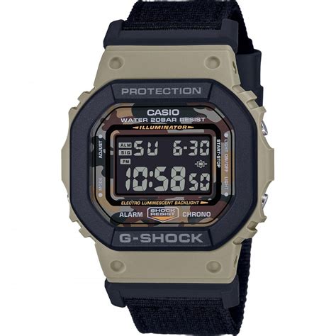 Casio G-Shock Men's Digital Camouflage Canvas Strap Watch DW-5610SUS-5ER | Francis & Gaye Jewellers