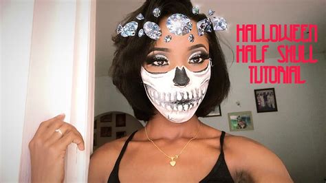 Halloween Half skull makeup tutorial - YouTube