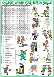 Children Games ESL Word Search Puzzle Worksheet For Kids