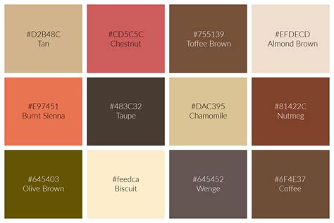 122 Shades of Brown: Names, Hex, RGB, CMYK Codes