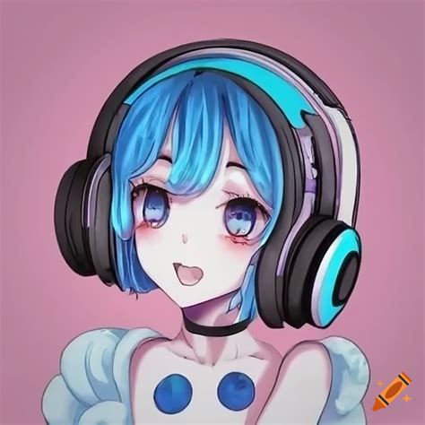 Cute blueberry with headphones on Craiyon