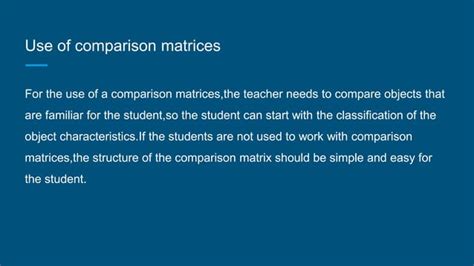 Comparison matrix