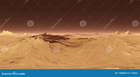 360 Equirectangular Projection of Mars Sunset. Martian Landscape, HDRI ...