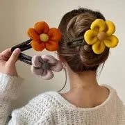 Cute Elegant Hair Clips Women Girls Plush Flower Satin - Temu