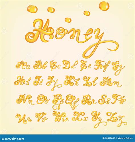 Vector Honey Alphabet. Shiny, Glazed Letters, Liquid. Font Style ...