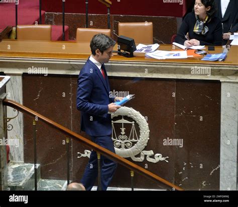 Prime Minister Gabriel Attal giving his general policy speech at National Assembly, Paris ...