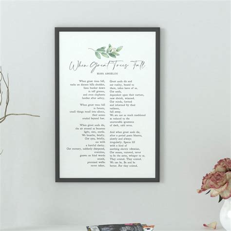 When Great Trees Fall Maya Angelou Poem Funeral Grief - Etsy Australia