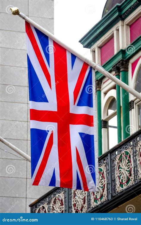 British Flag Union Jack Flying on Flagpole. Stock Image - Image of ...