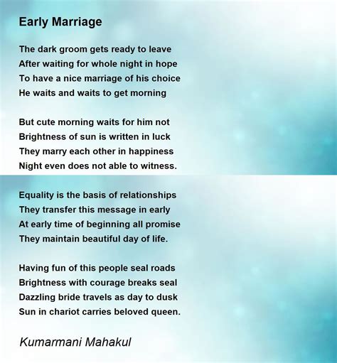 Early Marriage - Early Marriage Poem by Kumarmani Mahakul