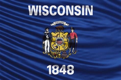 Premium Photo | Wisconsin state Flag Wave Close Up, Wisconsin flag background