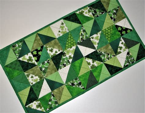 Quilted St. Patrick's Day Table Runner Modern Scrappy | Etsy | Quilted table runners patterns ...