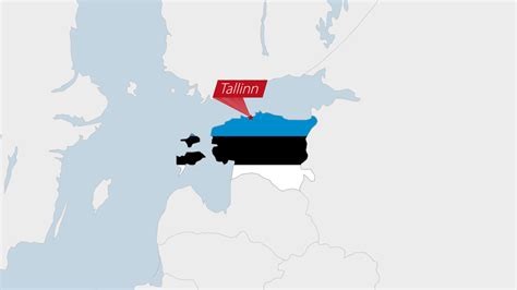 Estonia map highlighted in Estonia flag colors and pin of country ...