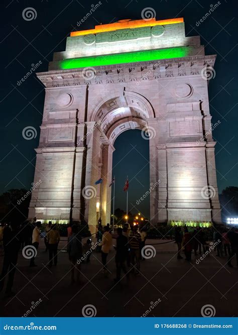 India gate night view editorial stock photo. Image of place - 176688268