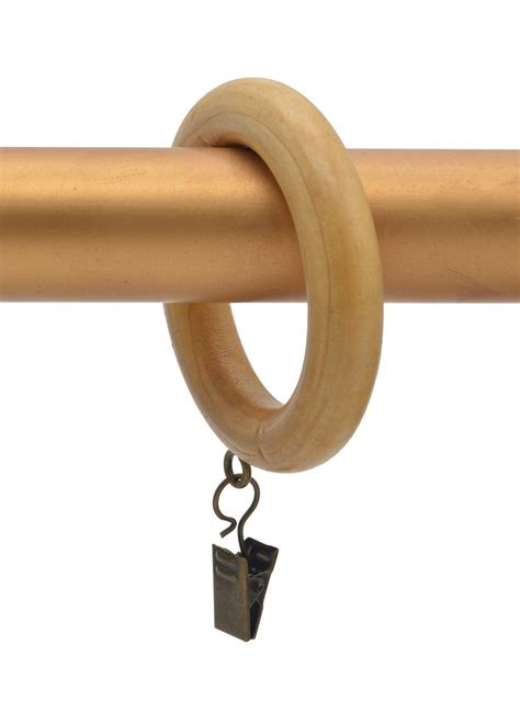 Wooden Curtain Rings with Clips, 1 7/8 Inches Inner Diameter – urbanest