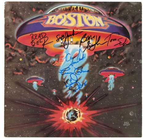 Hake's - BOSTON BAND SIGNED "BOSTON" LP ALBUM COVER.