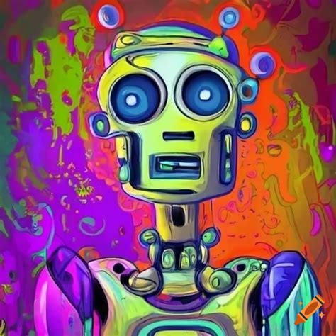 Psychedelic cartoon robot child