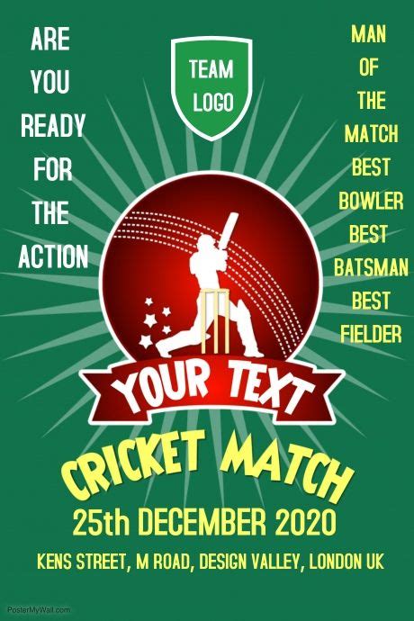 Customizable Design Templates for Cricket | PosterMyWall