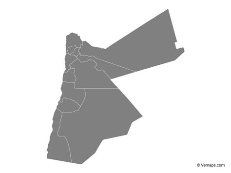 Grey Map of Jordan with Governorates | Free Vector Maps | Map sketch, Map vector, Vector free