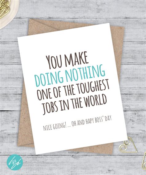 Funny Boss' Day Card - Funny Boss Card - You make Doing Nothing one of the toughest jobs in the ...